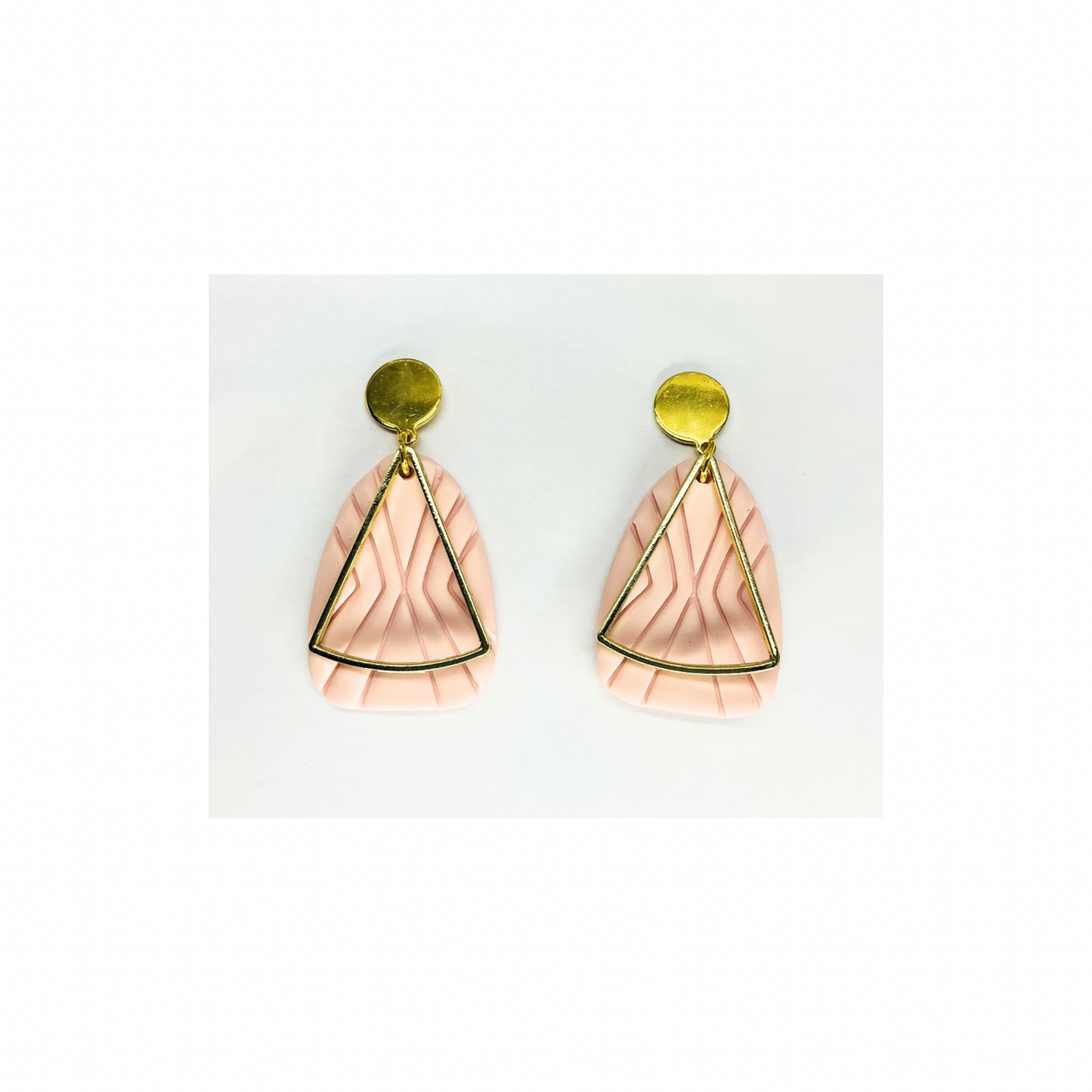 Pink Dangle with Gold Accents and Gold Button stud earring-Crafting By BB