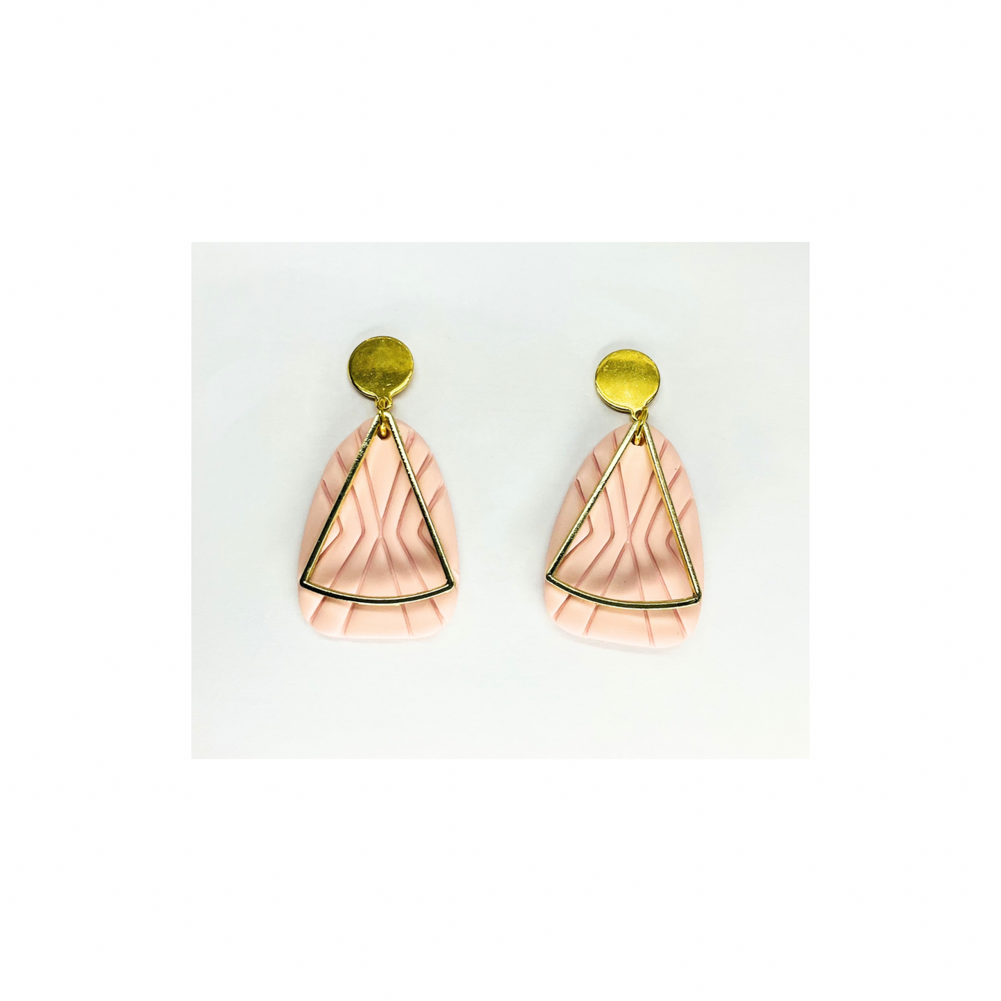Pink Dangle with Gold Accents and Gold Button stud earring-Crafting By BB