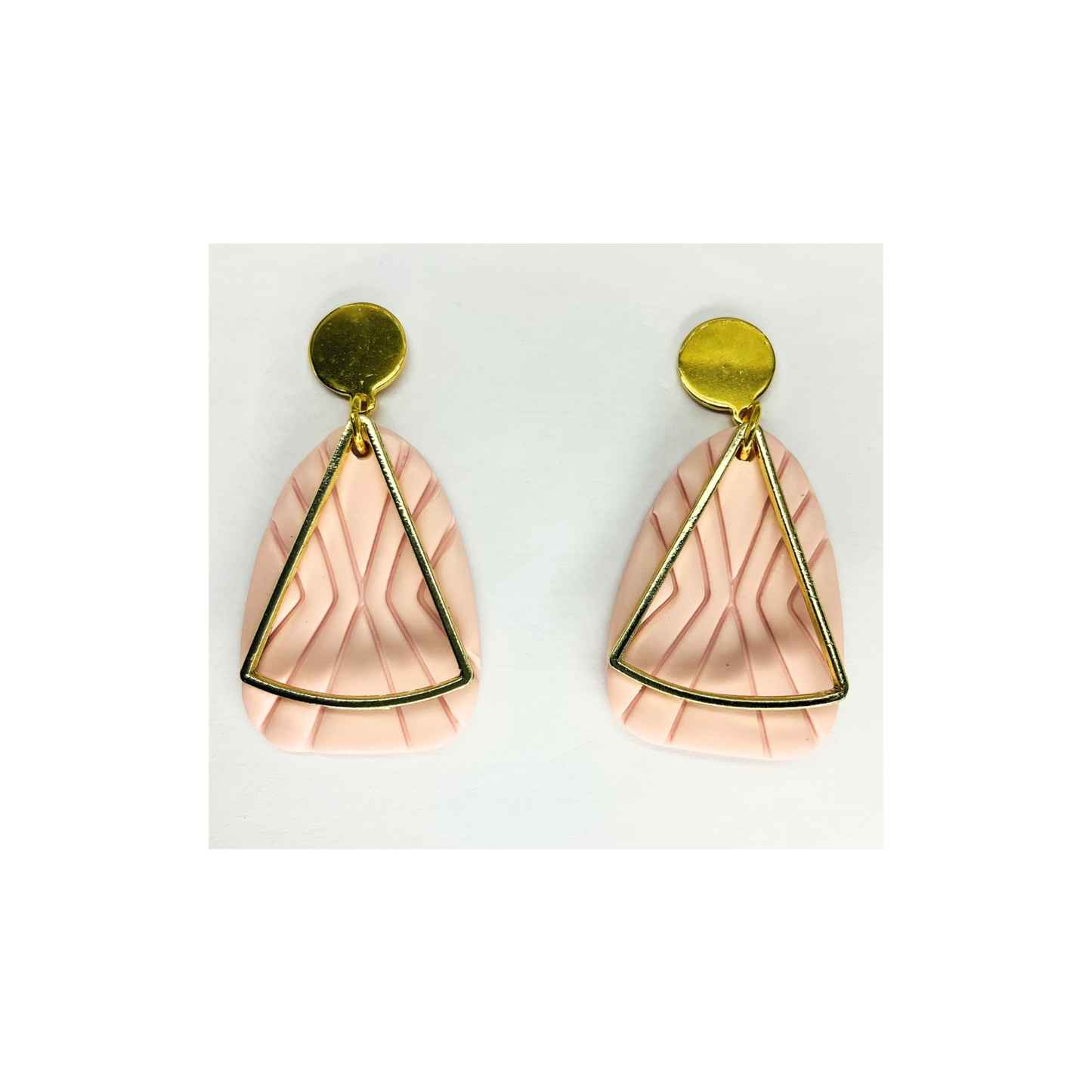 Pink Dangle with Gold Accents and Gold Button stud earring-Crafting By BB