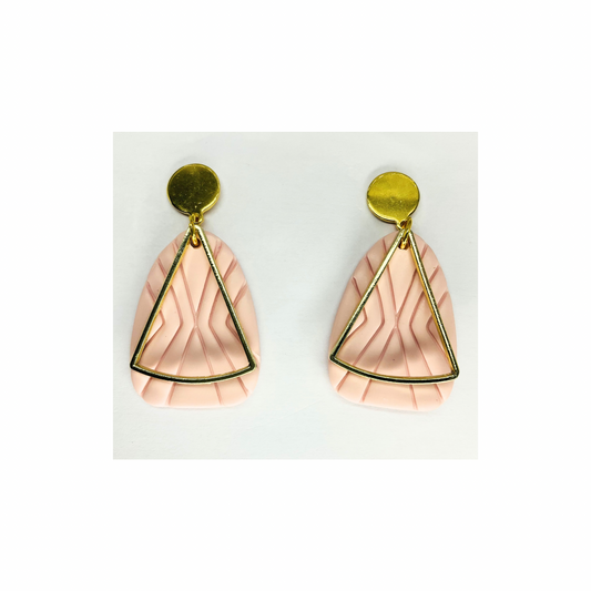 Pink Dangle with Gold Accents and Gold Button stud earring-Crafting By BB