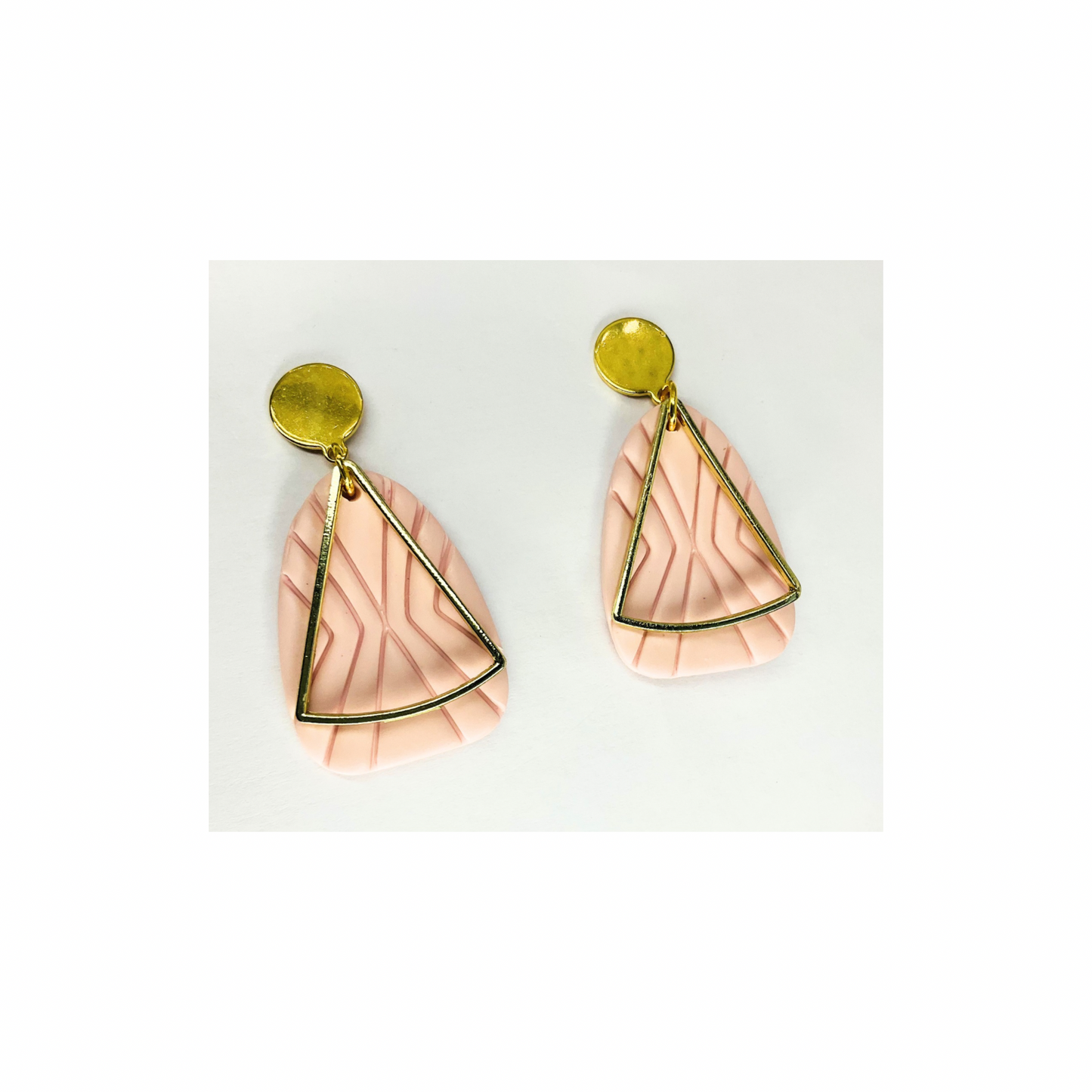 Pink Dangle with Gold Accents and Gold Button stud earring-Crafting By BB