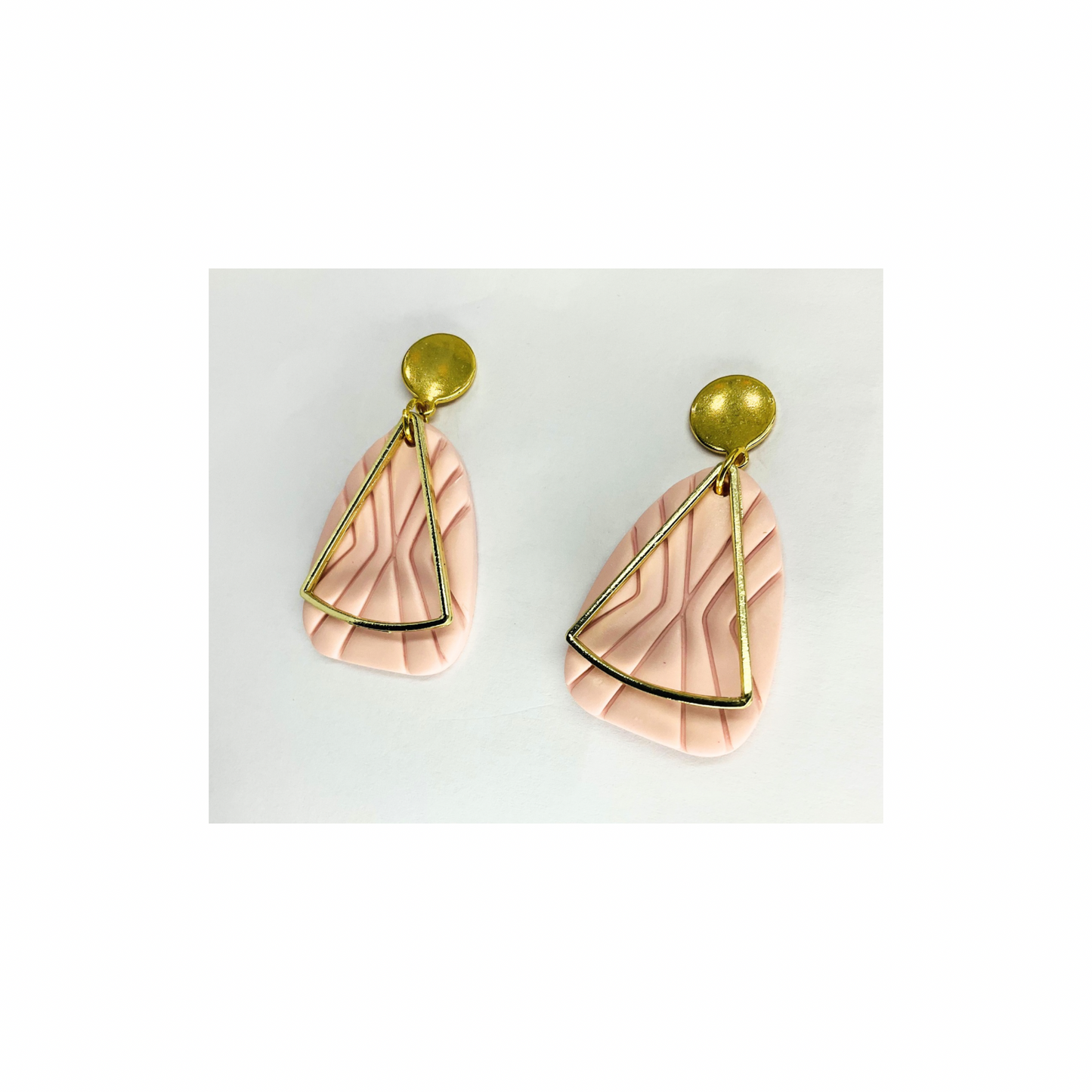 Pink Dangle with Gold Accents and Gold Button stud earring-Crafting By BB