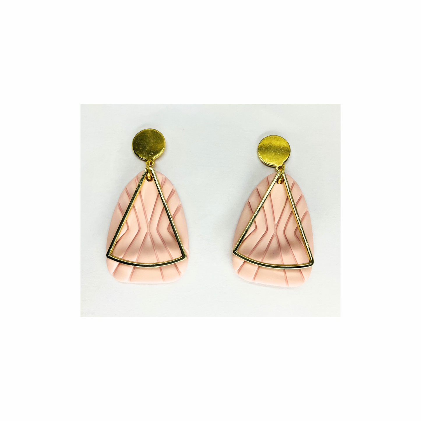 Pink Dangle with Gold Accents and Gold Button stud earring-Crafting By BB