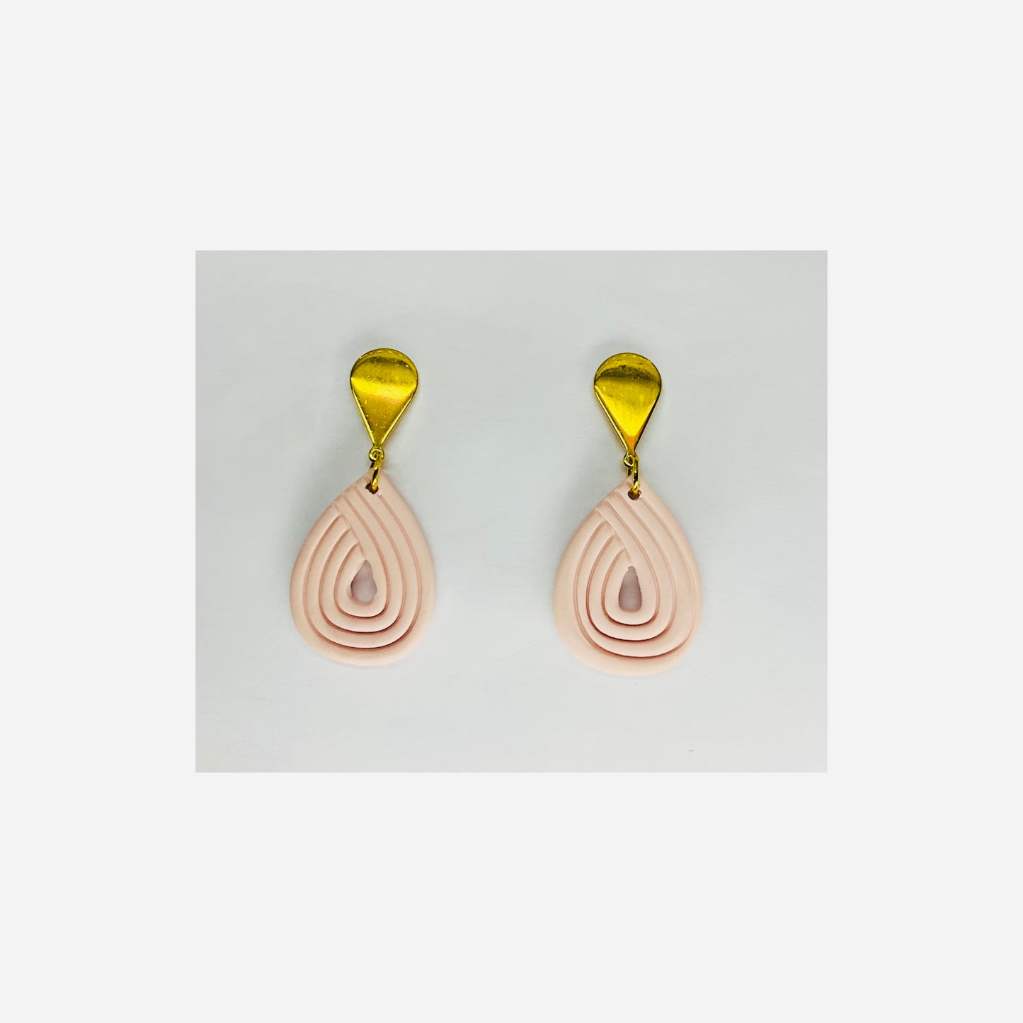 Pink Teardrop Dangle with Gold Teardrop Stud Earring-Crafting By BB