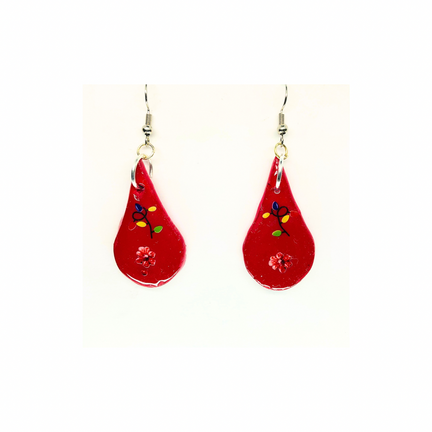 Christmas in July Collection Red Teardrop with Lights Dangle Earrings Featuring Festive Design