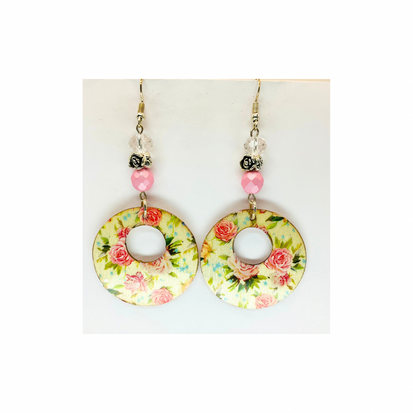 French Garden Collection Boho Style Circle Wood Dangle Earring