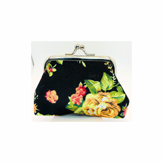 Black Floral Coin Purse-Crafting By BB