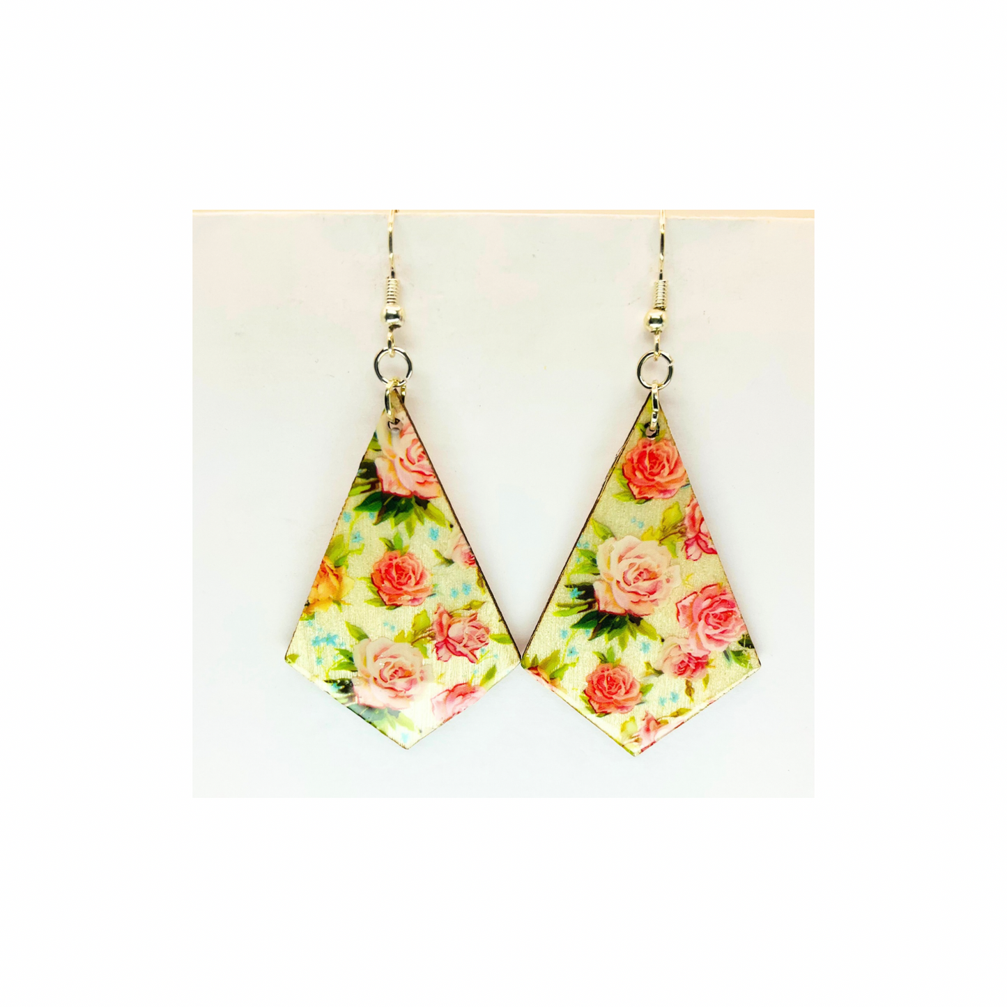 Rose Garden Lightweight Wood Dangle Earring