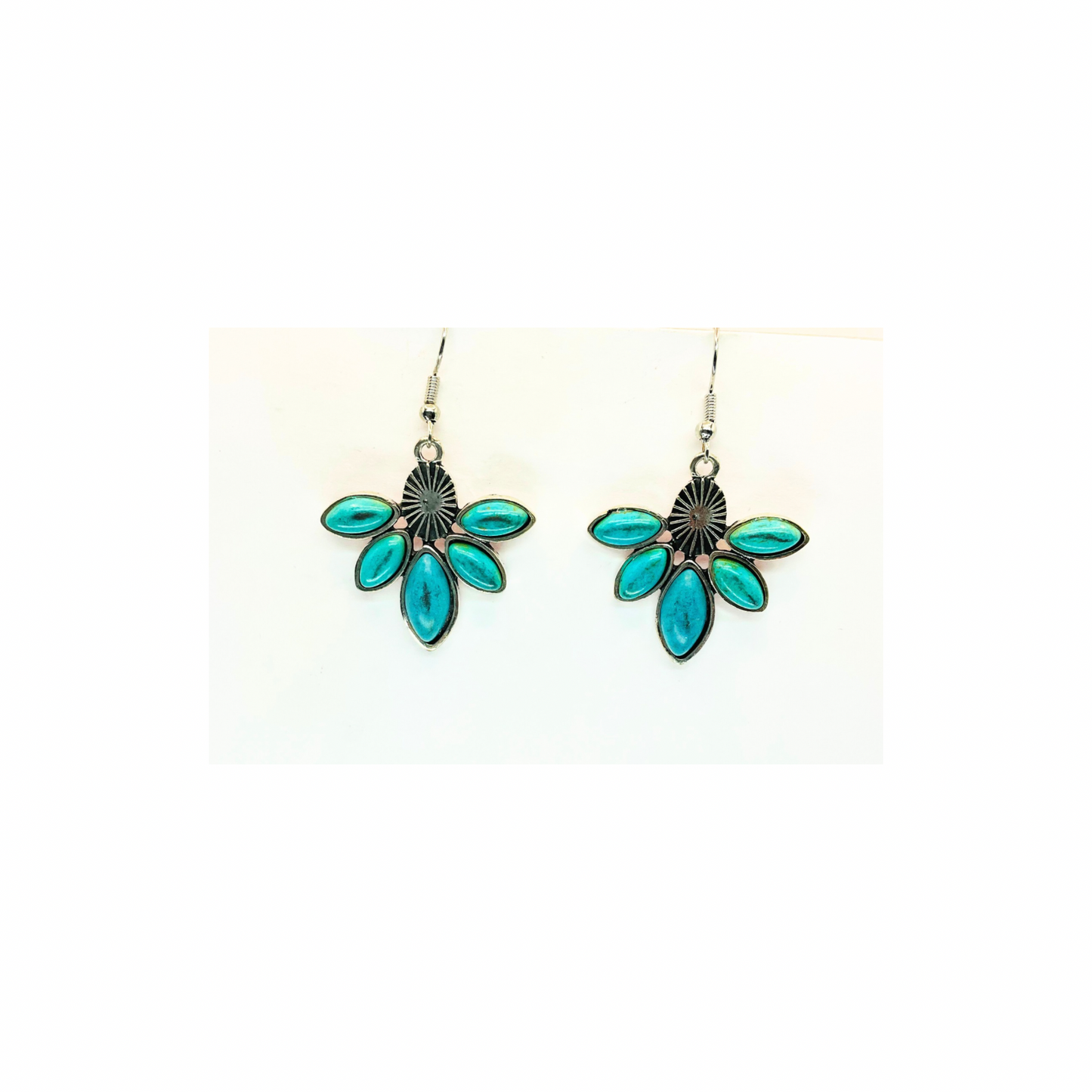 Turquoise and Silver Boho Western Dangle Earrings