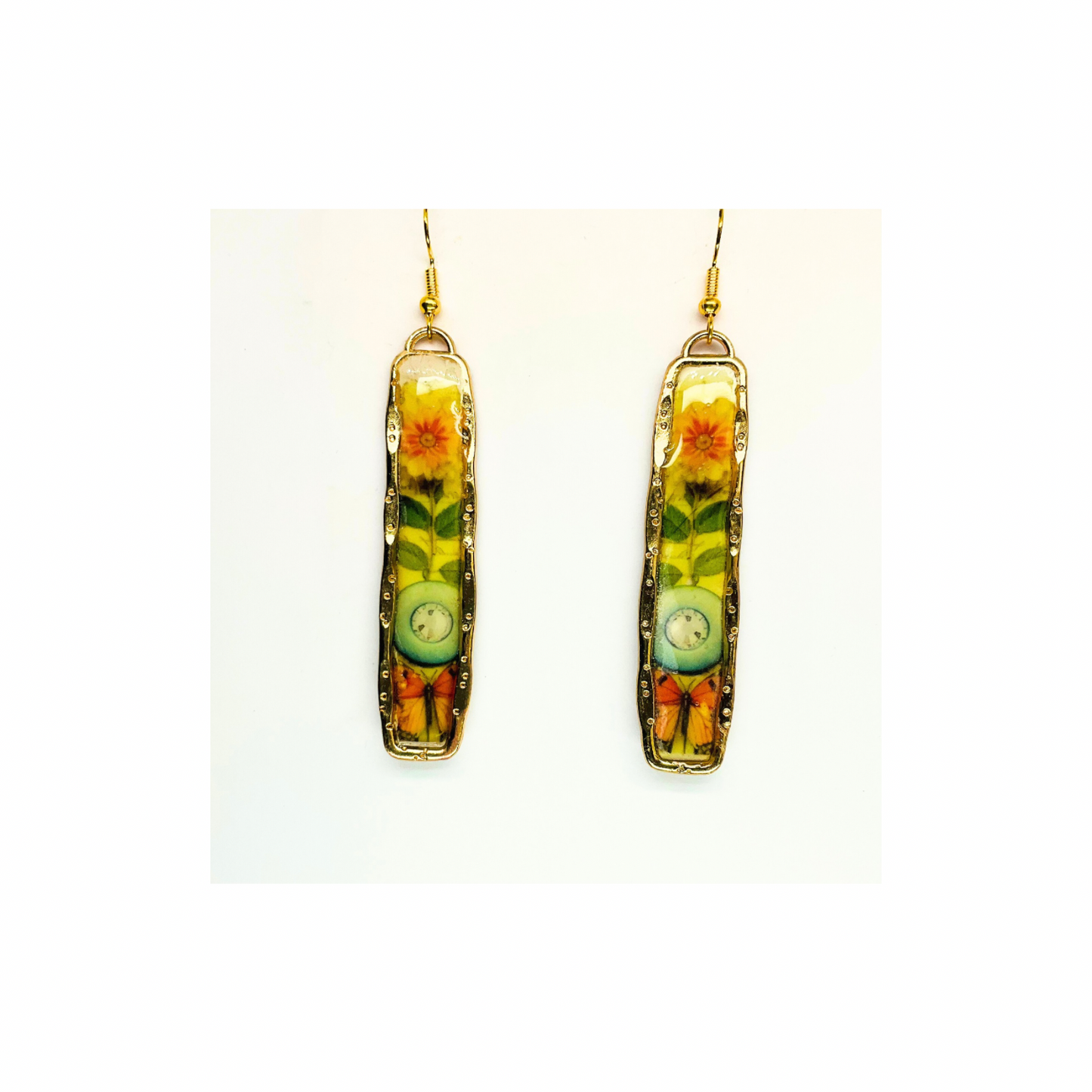 French Garden Collection Gold Bar Floral Dangle Earring