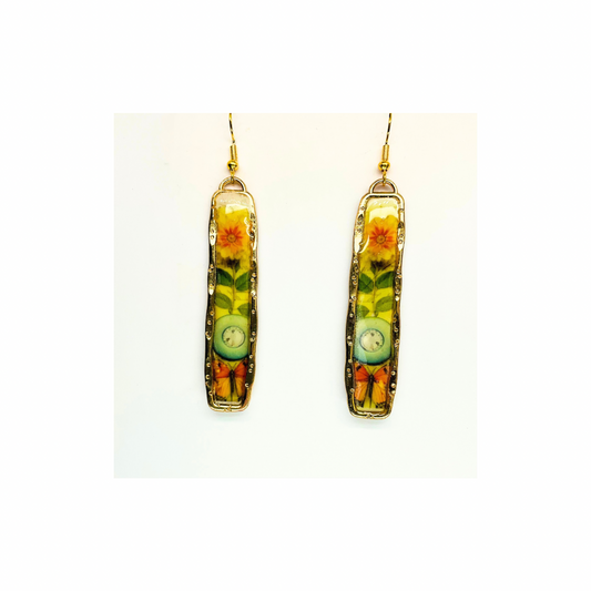 French Garden Collection Gold Bar Floral Dangle Earring