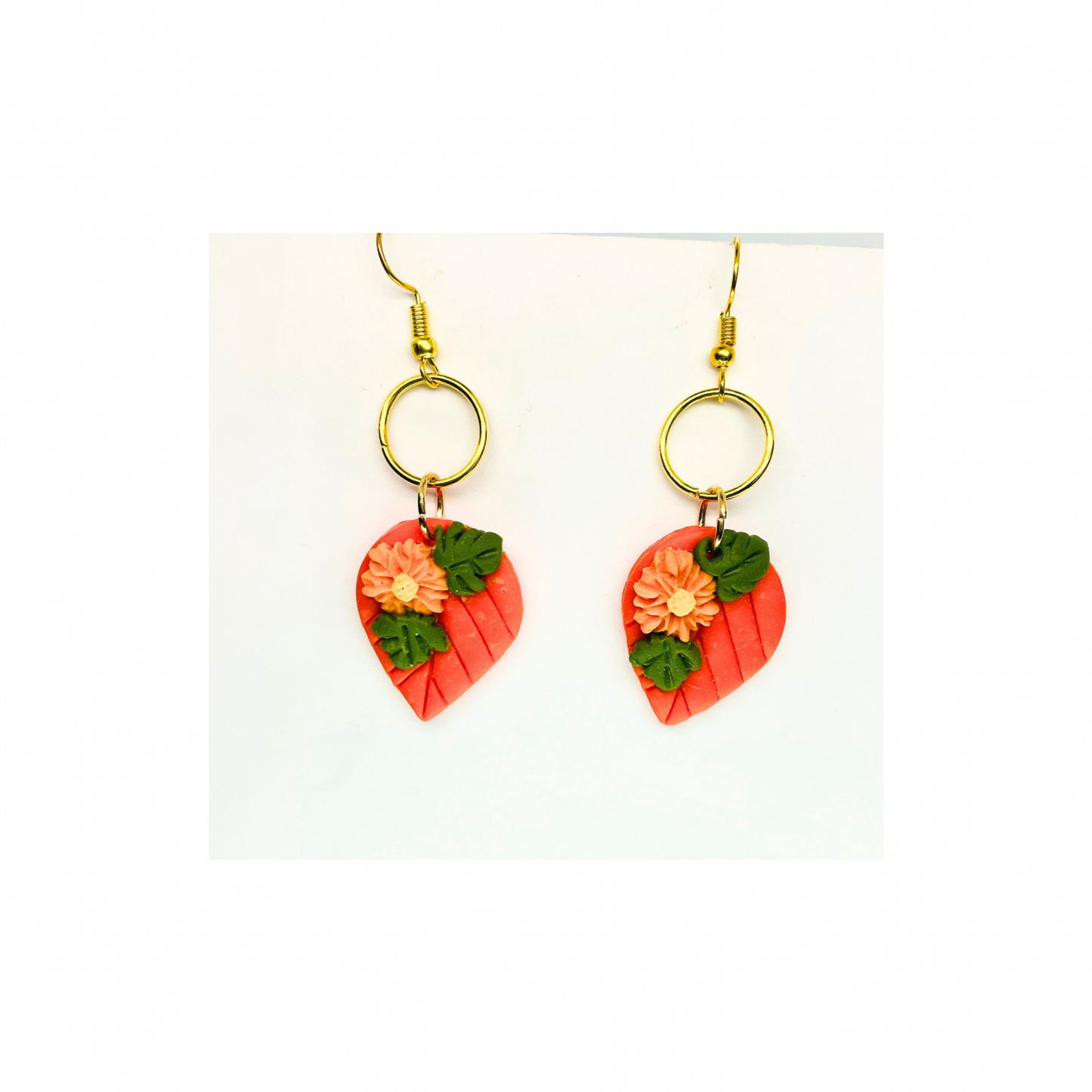 Fall Collection Orange Leaf Dangle Earrings - Elegant Orange Leaf Design with Delicate Craftsmanship for Autumn Outfits