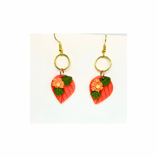 Fall Collection Orange Leaf Dangle Earrings - Elegant Orange Leaf Design with Delicate Craftsmanship for Autumn Outfits