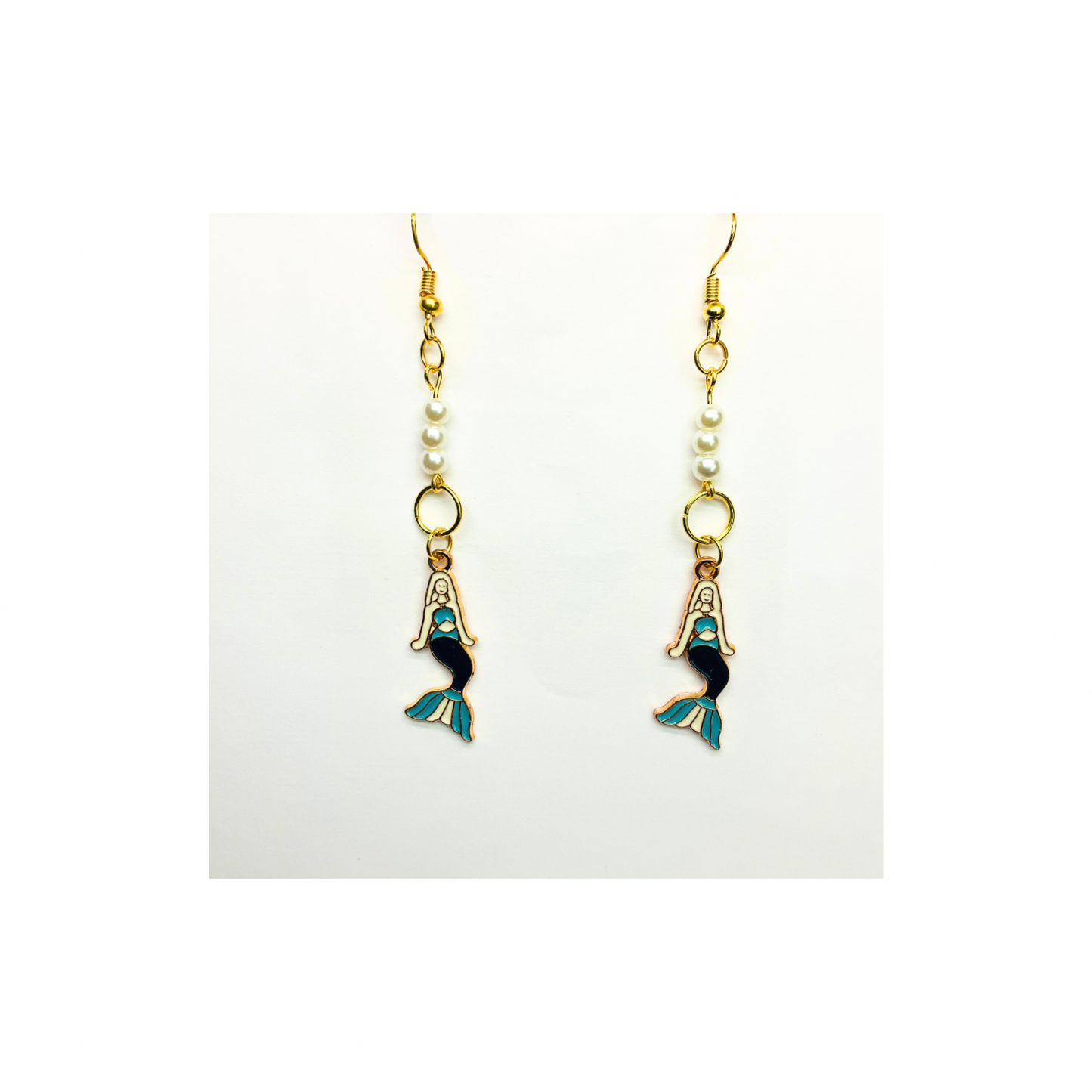 Mermaid Collection Gold Mermaid Charm Dangle Earrings