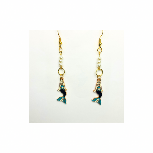Mermaid Collection Gold Mermaid Charm Dangle Earrings