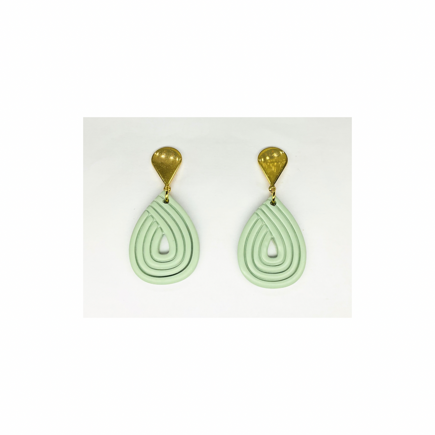 Mint Green Teardrop Dangle with Gold Teardrop Stud Earrings-Crafting By BB