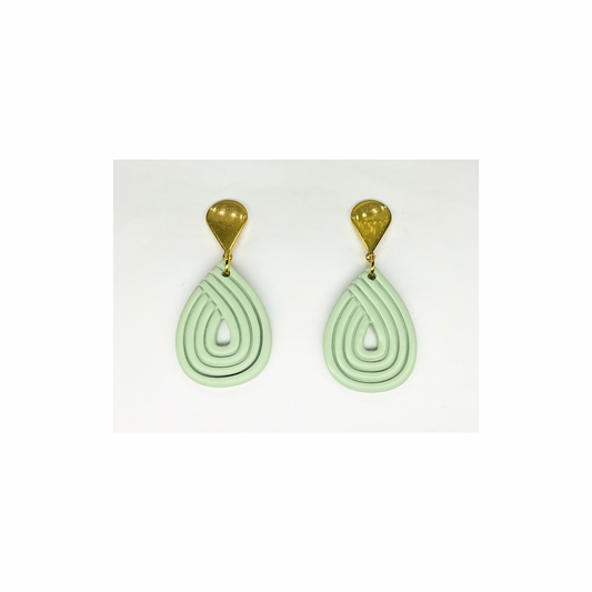 Mint Green Teardrop Dangle with Gold Teardrop Stud Earrings-Crafting By BB