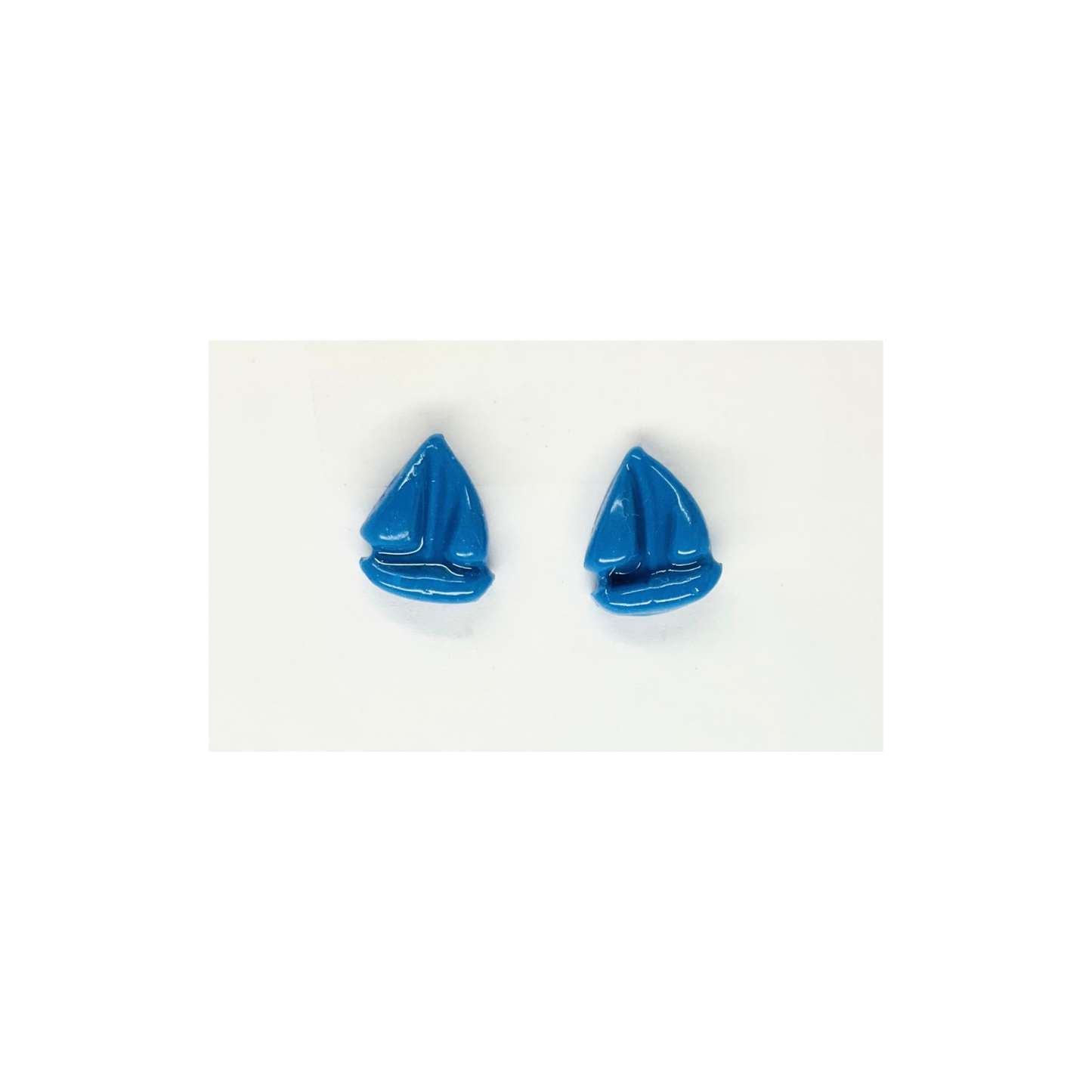 Blue Sail Boat Stud Earrings