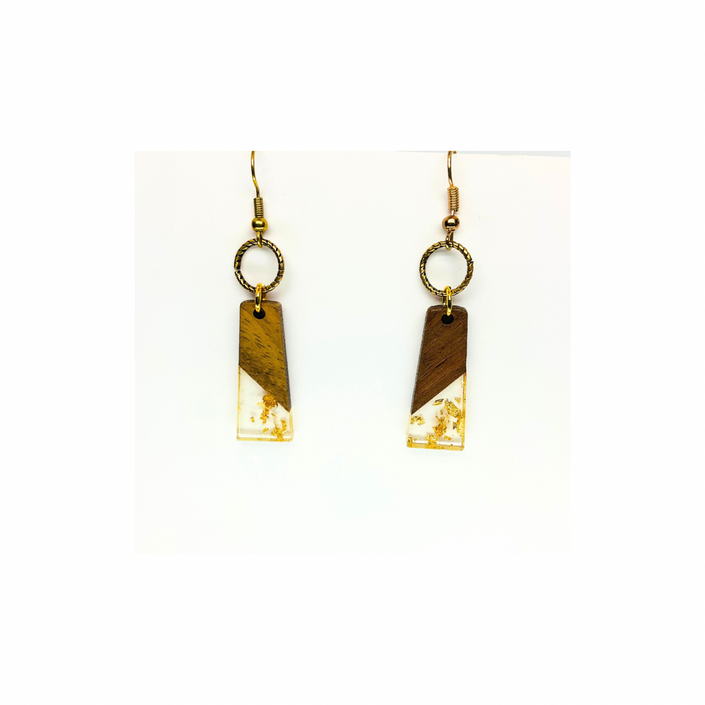 Boho Wood Collection Dangle Earrings for Female - Unique Design with Gold Accents and Wooden Elements