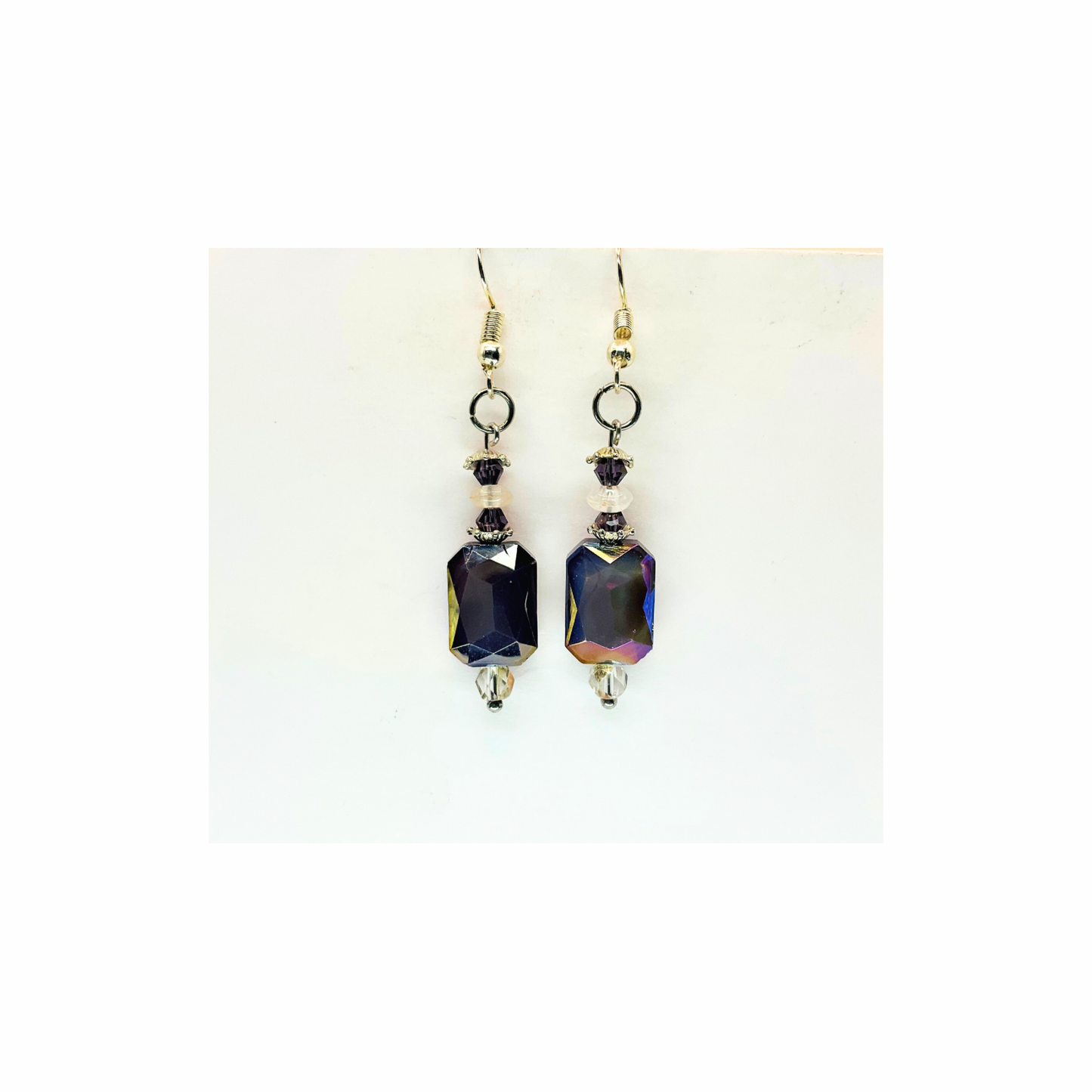 Czech Smoky Purple Gray Glass Dangle Earrings-Crafting By BB