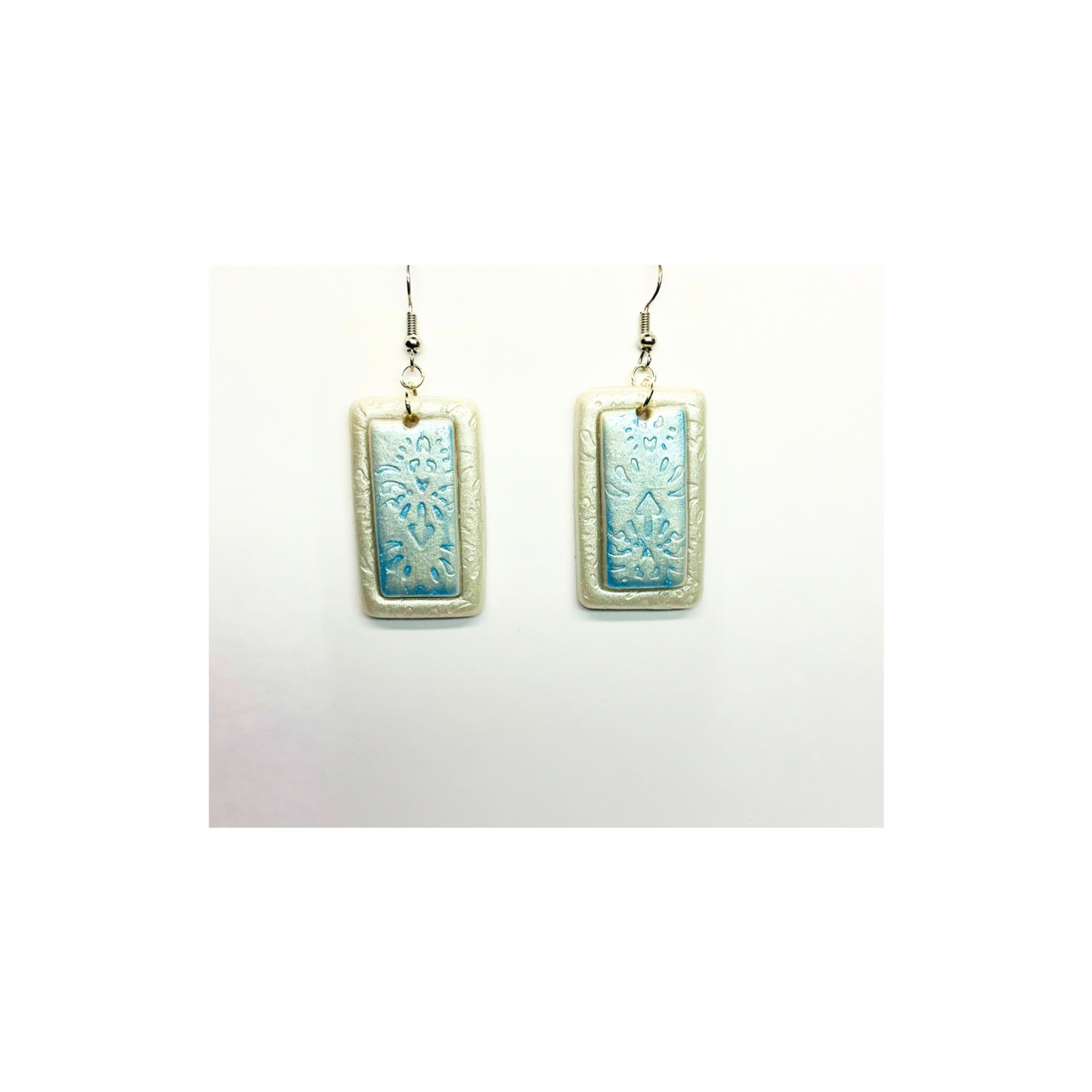 Pearl White and Blue Dangle