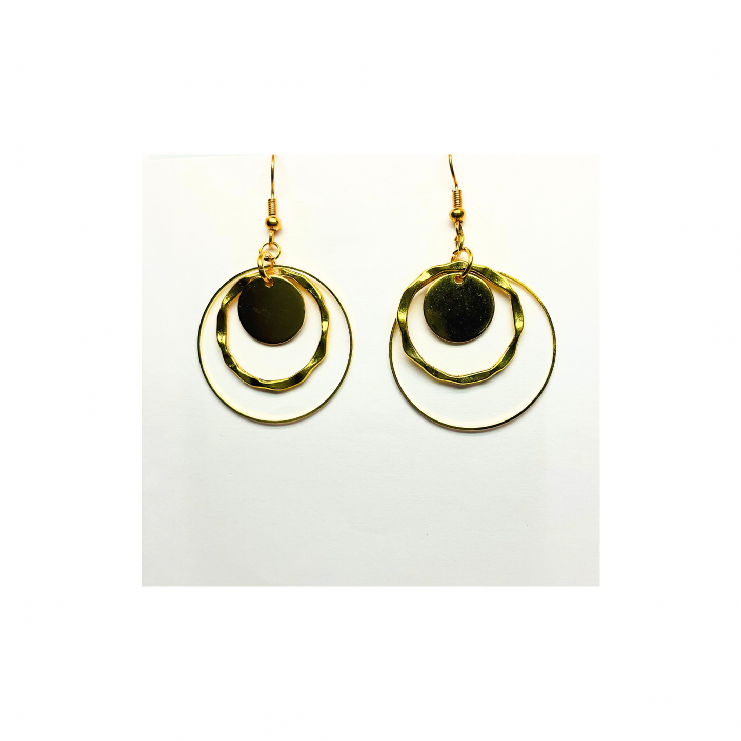 Spot Gold Collection Circle Dangle Earrings for Female - Gold-Tone Circular Design Fashion Jewelry