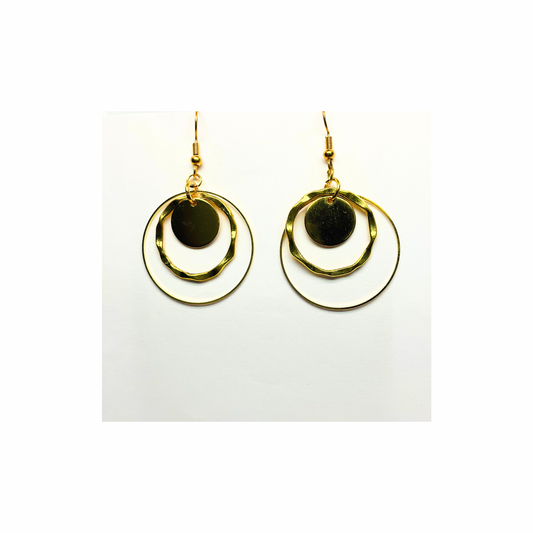 Spot Gold Collection Circle Dangle Earrings for Female - Gold-Tone Circular Design Fashion Jewelry