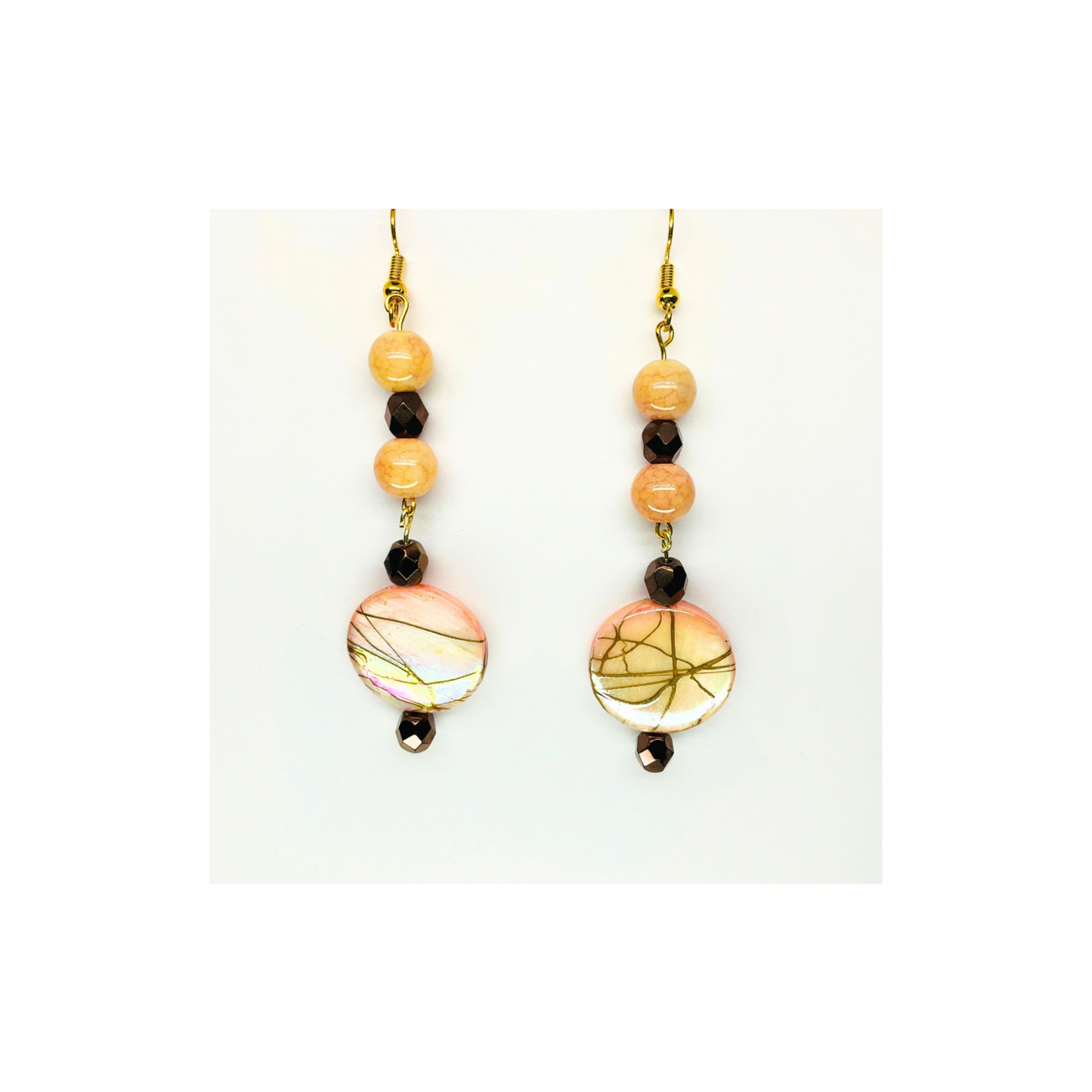 Rose Gold Collection Round Rose Shimmer Bead Dangle Earring for Female with Unique Design Elements