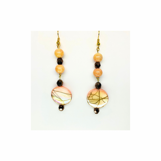 Rose Gold Collection Round Rose Shimmer Bead Dangle Earring for Female with Unique Design Elements