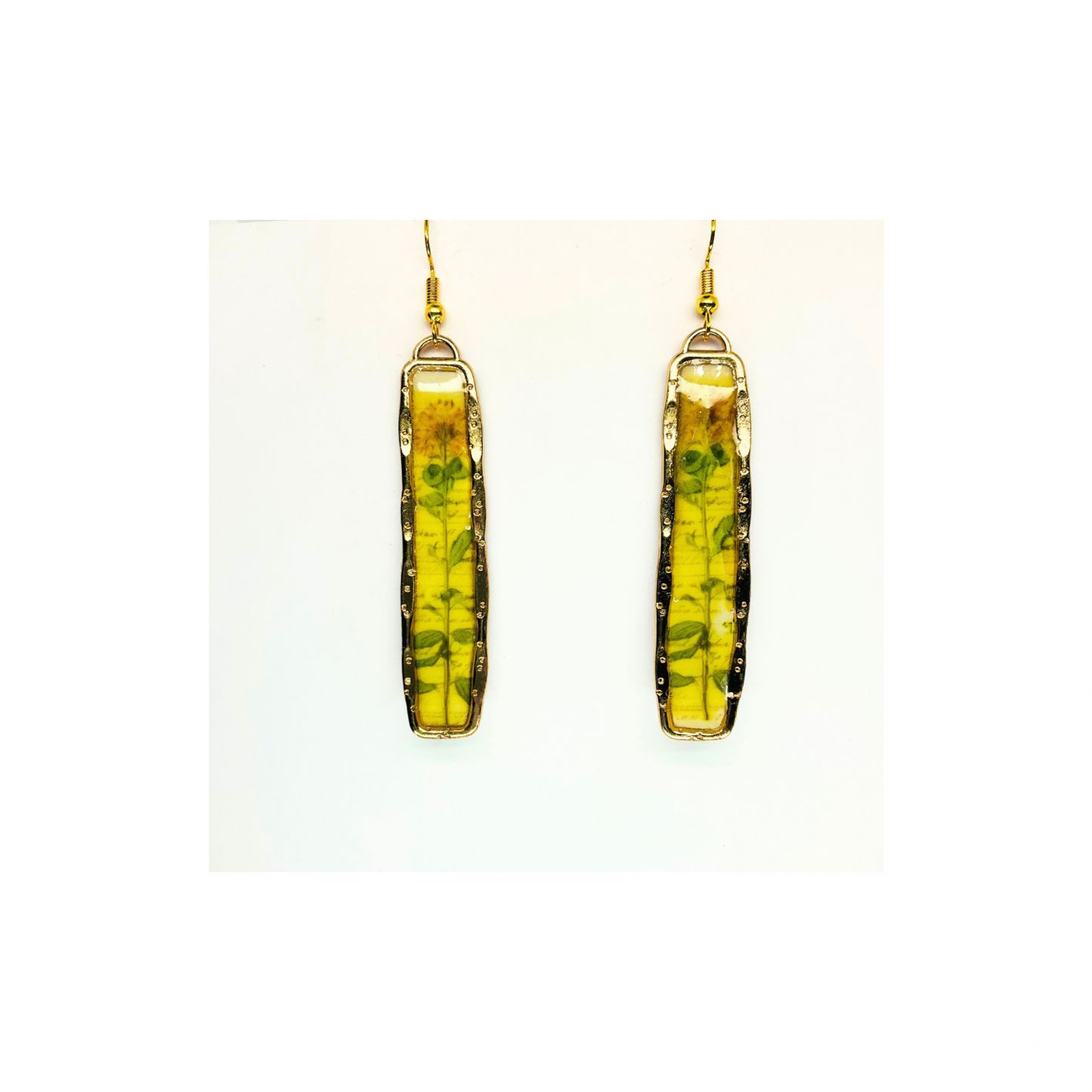 French Garden Collection Gold Bar Flower Dangle Earring