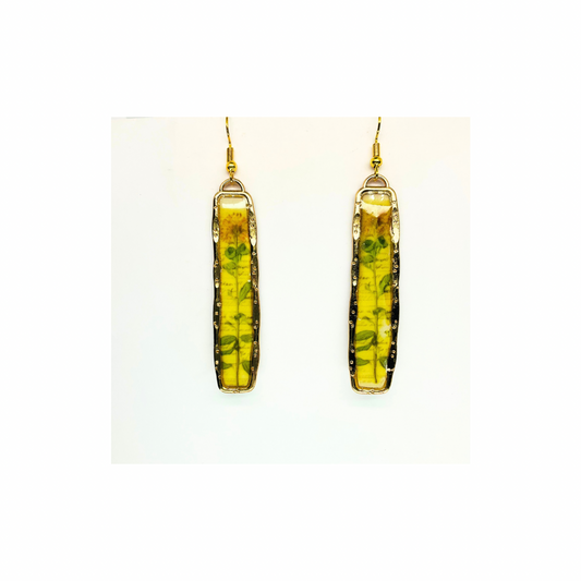 French Garden Collection Gold Bar Flower Dangle Earring