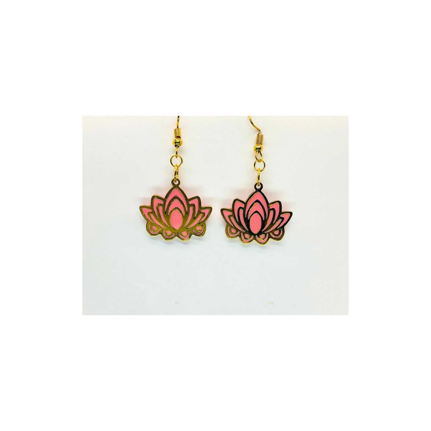 Coral Pink and Gold Flower Dangle Earring-Crafting By BB
