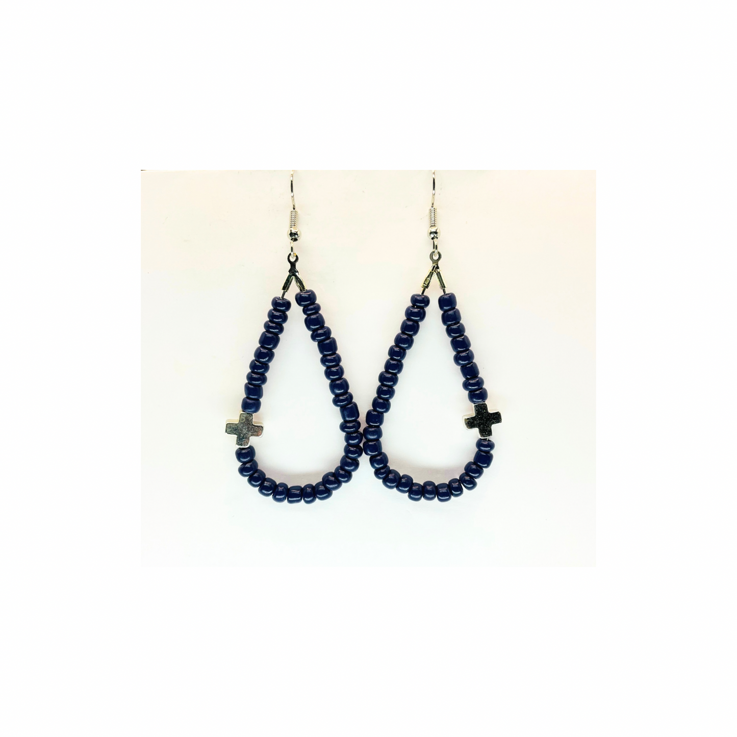 Deep Purple Teardrop Dangle Cross Earring