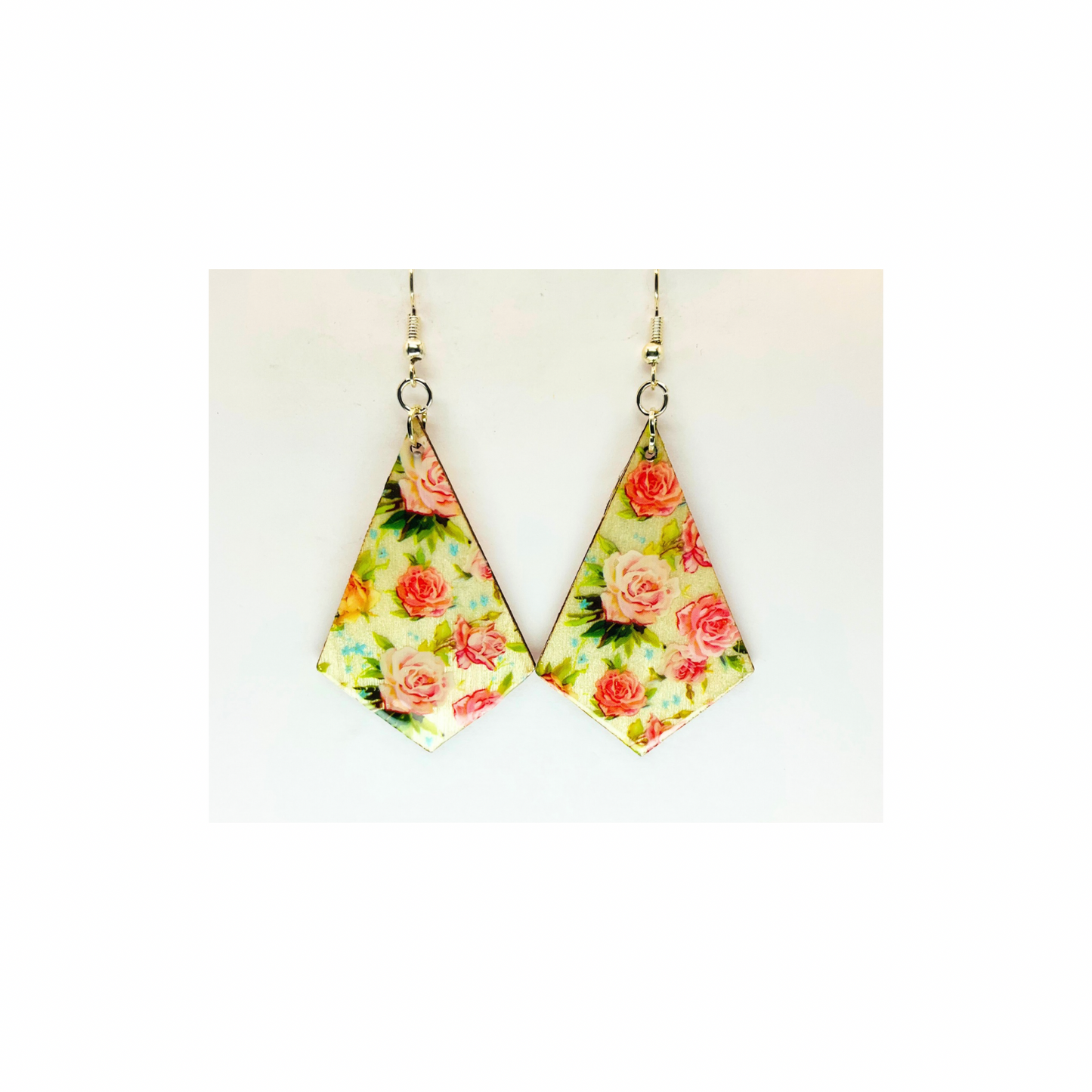Rose Garden Lightweight Wood Dangle Earring