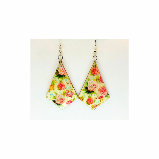 Rose Garden Lightweight Wood Dangle Earring