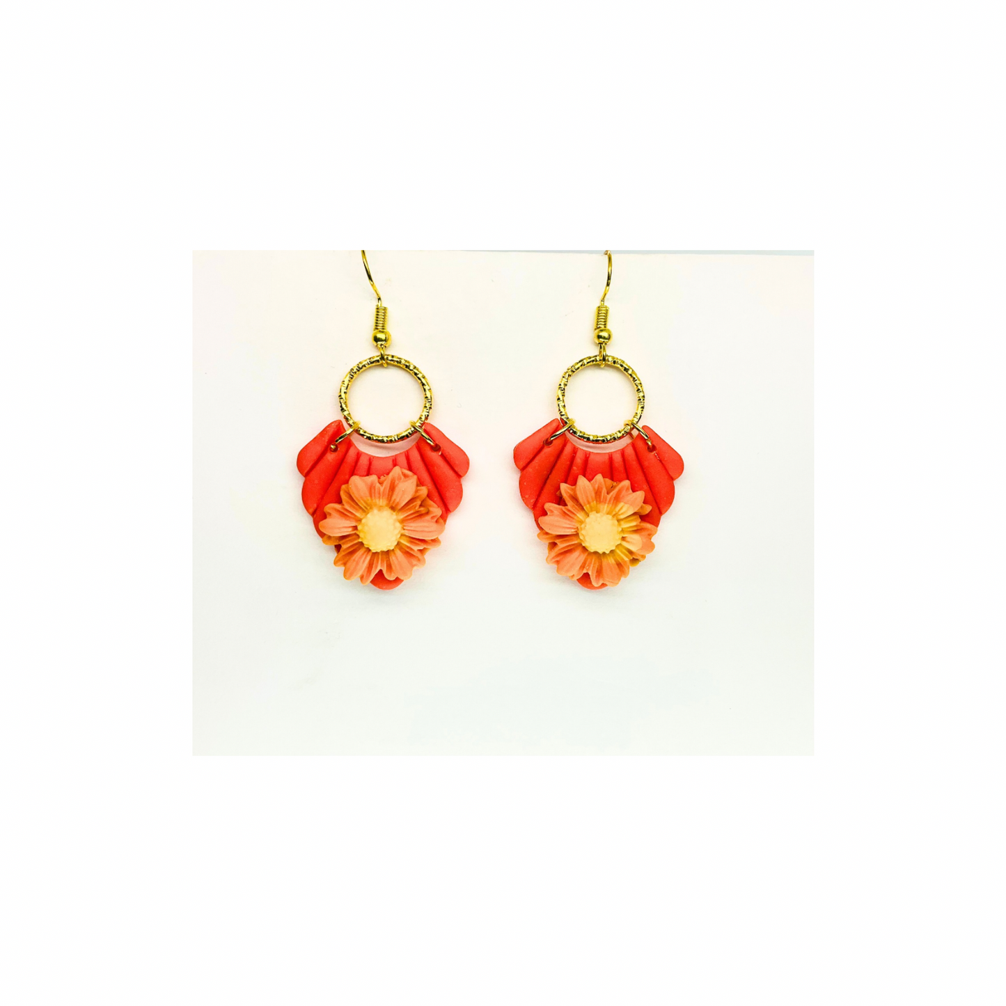 Fall Collection Orange Dangle with Flower Earring - Elegant Orange Floral Design for Subtle Yet Striking Accessories