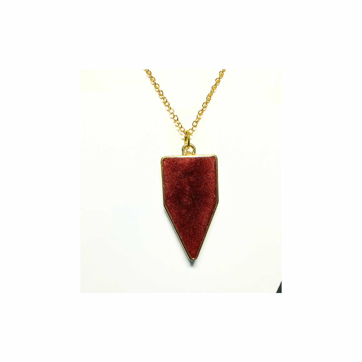 Bronze and Gold Arrow Resin Pendant 18-inch Necklace - Unique Design Jewelry Piece