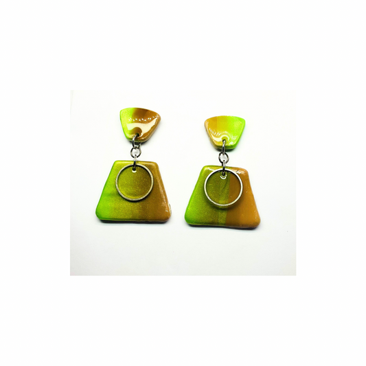 Green and Brown Dangle Earrings