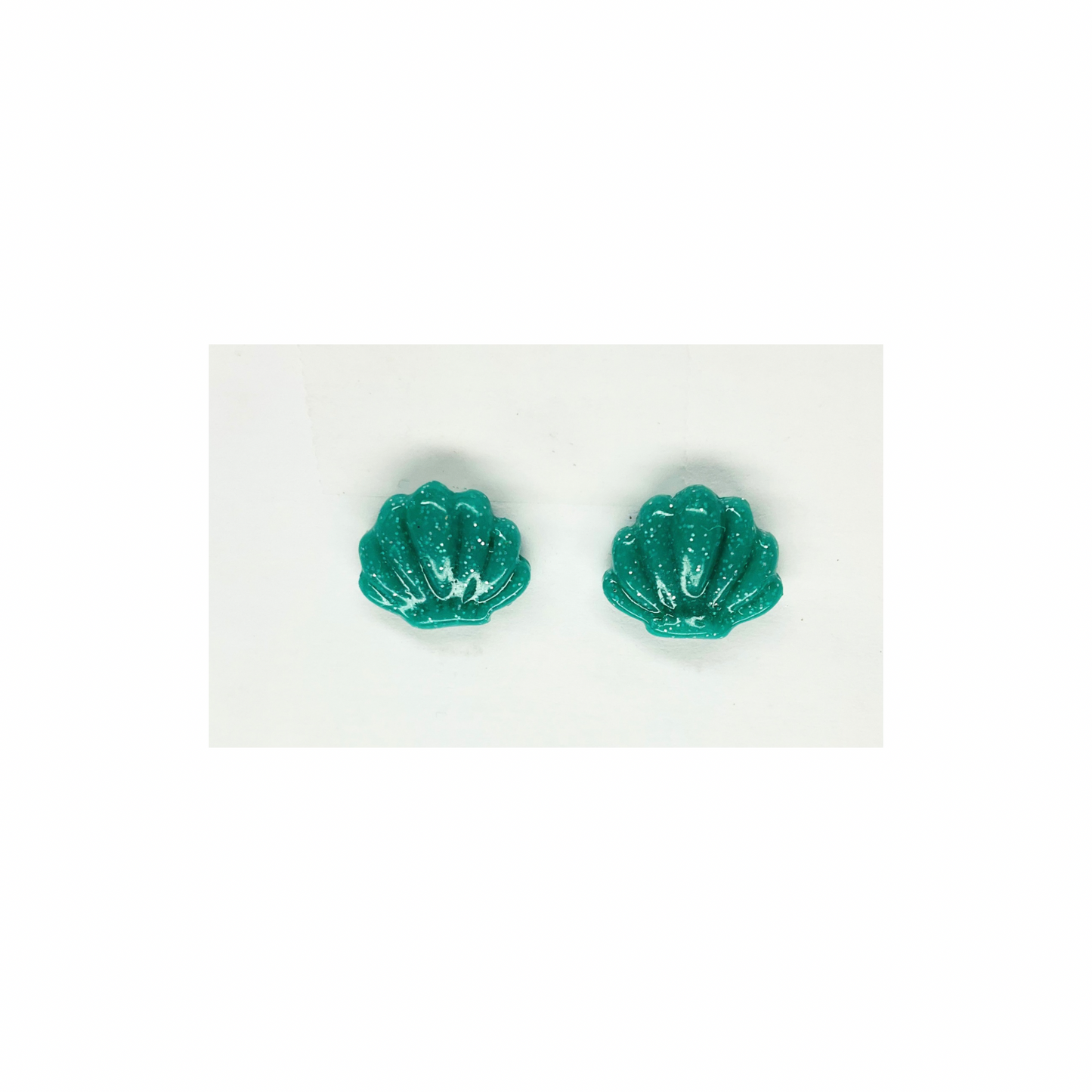 Green Sparkle Shell Stud Earrings | Crafting By BB