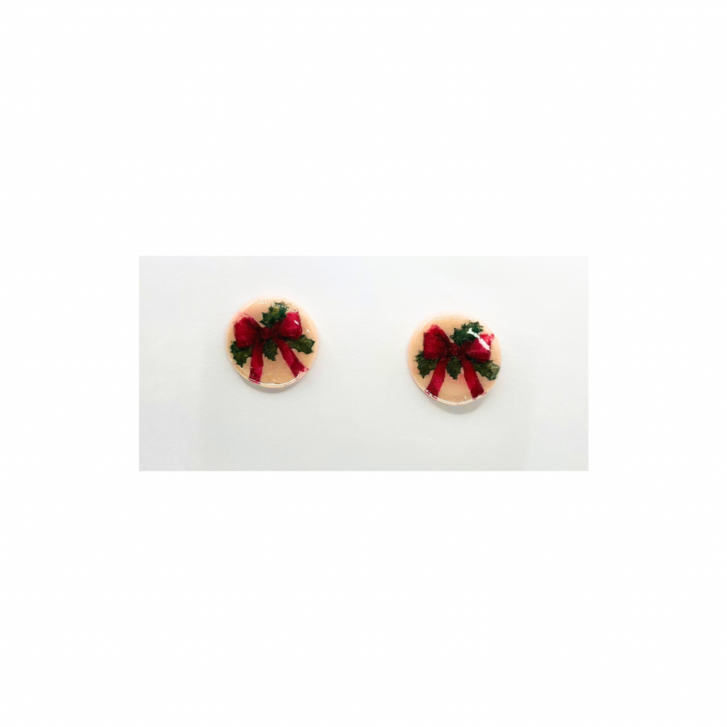 Holly Red Bow Stud Earrings - Vibrant Festive Design