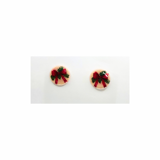 Holly Red Bow Stud Earrings - Vibrant Festive Design