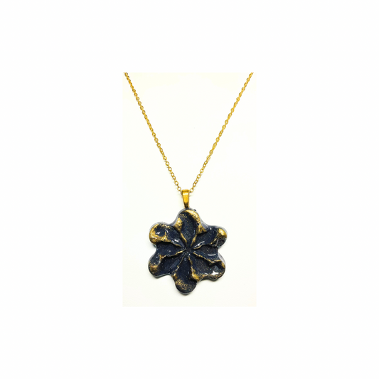 Dark Gray and Gold 143 Pinwheel Pendant Necklace with Unique Star Design and Chain Jewelry Elegant Versatile Accessory