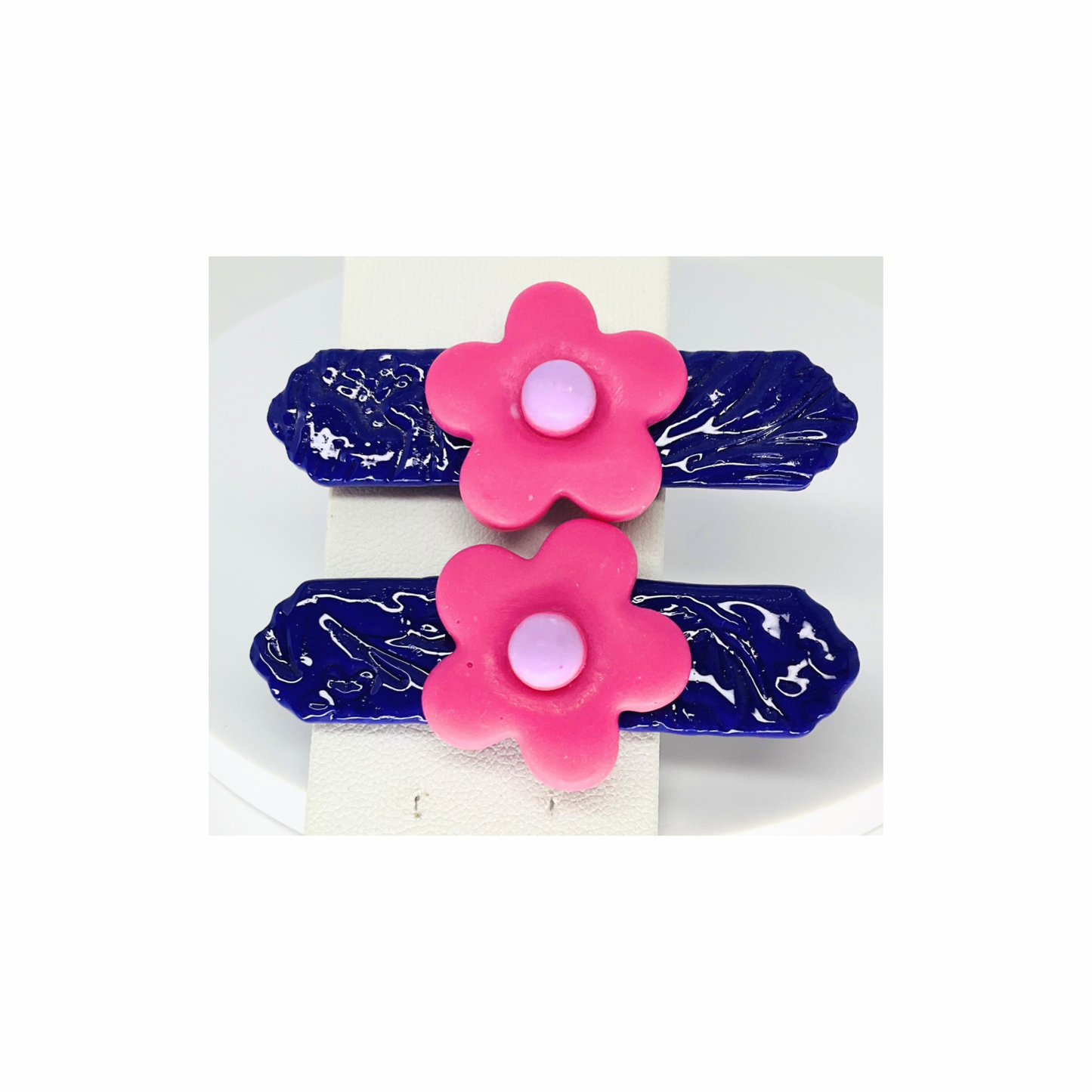 Dark Purple with Pink Flower Hair Clips-Crafting By BB