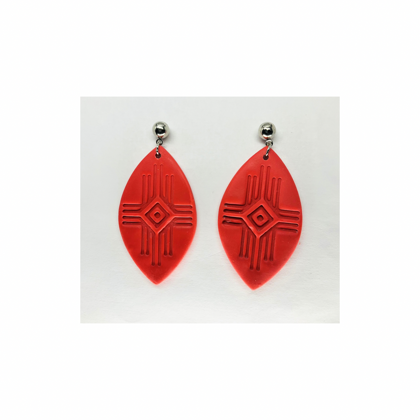 Southwest Geometric Style Dangle with Silver Ball Stud Earrings-Crafting By BB