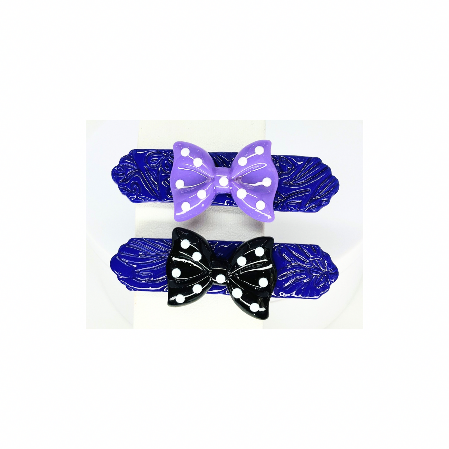 Deep Purple Hair Clips with PolkaDot Bows-Crafting By BB