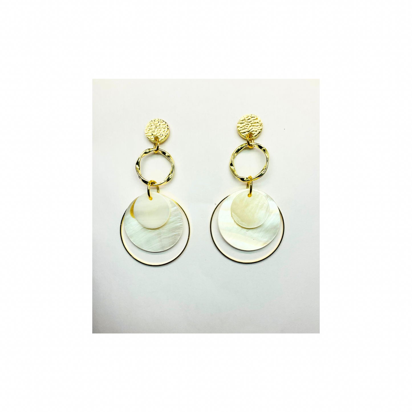 Spot Cream and Gold Collection with Gold Circle Stud Dangle Earrings