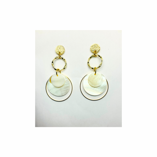 Spot Cream and Gold Collection with Gold Circle Stud Dangle Earrings