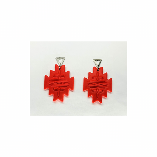 Aztec Southwest Boot Stitch Dangle with Silver Stud Earrings-Crafting By BB