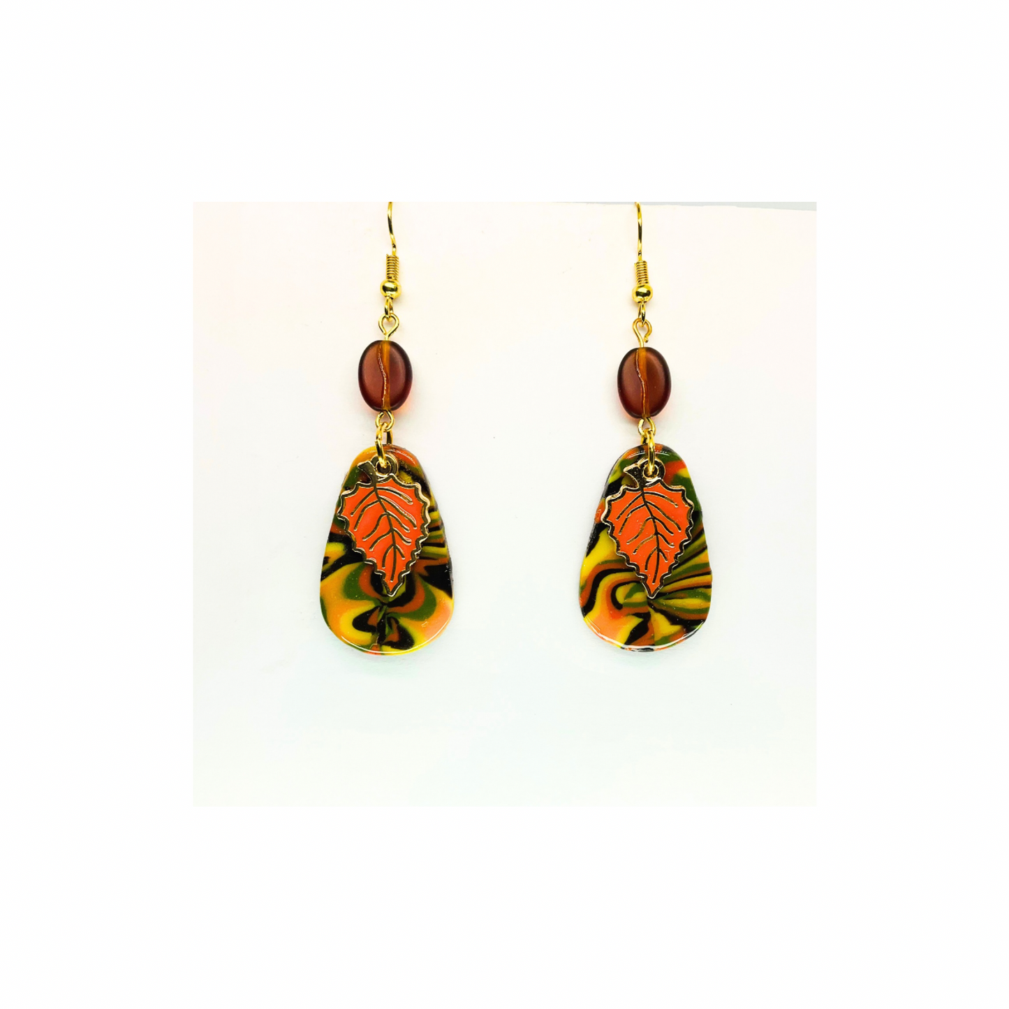 Fall Collection Orange Leaf Charm Dangle Earring - Elegant Orange Leaf Design with Graceful Movement & Versatile Style