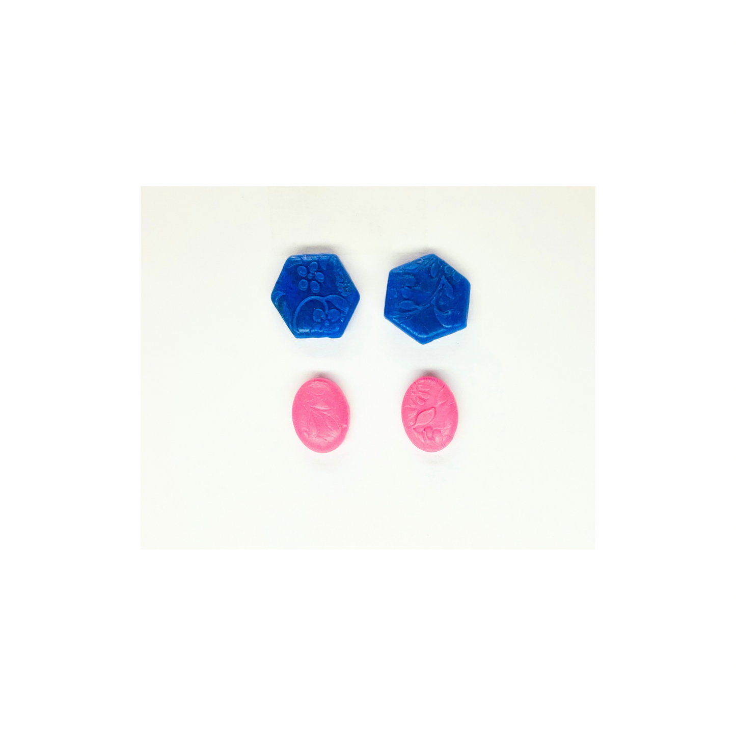 Pink Oval and Blue Hexagon Stud Earrings-Crafting By BB